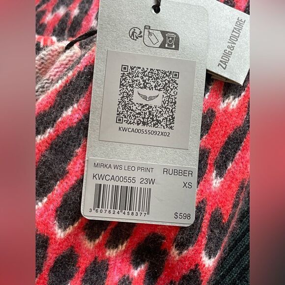Zadig & Voltaire Mirka Leo print Leopard Cashmere Cardigan Size XS NWT - Picture 10 of 16